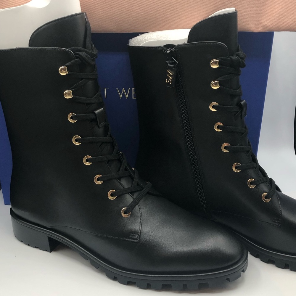 Stuart Weitzman Laine leather combat boots